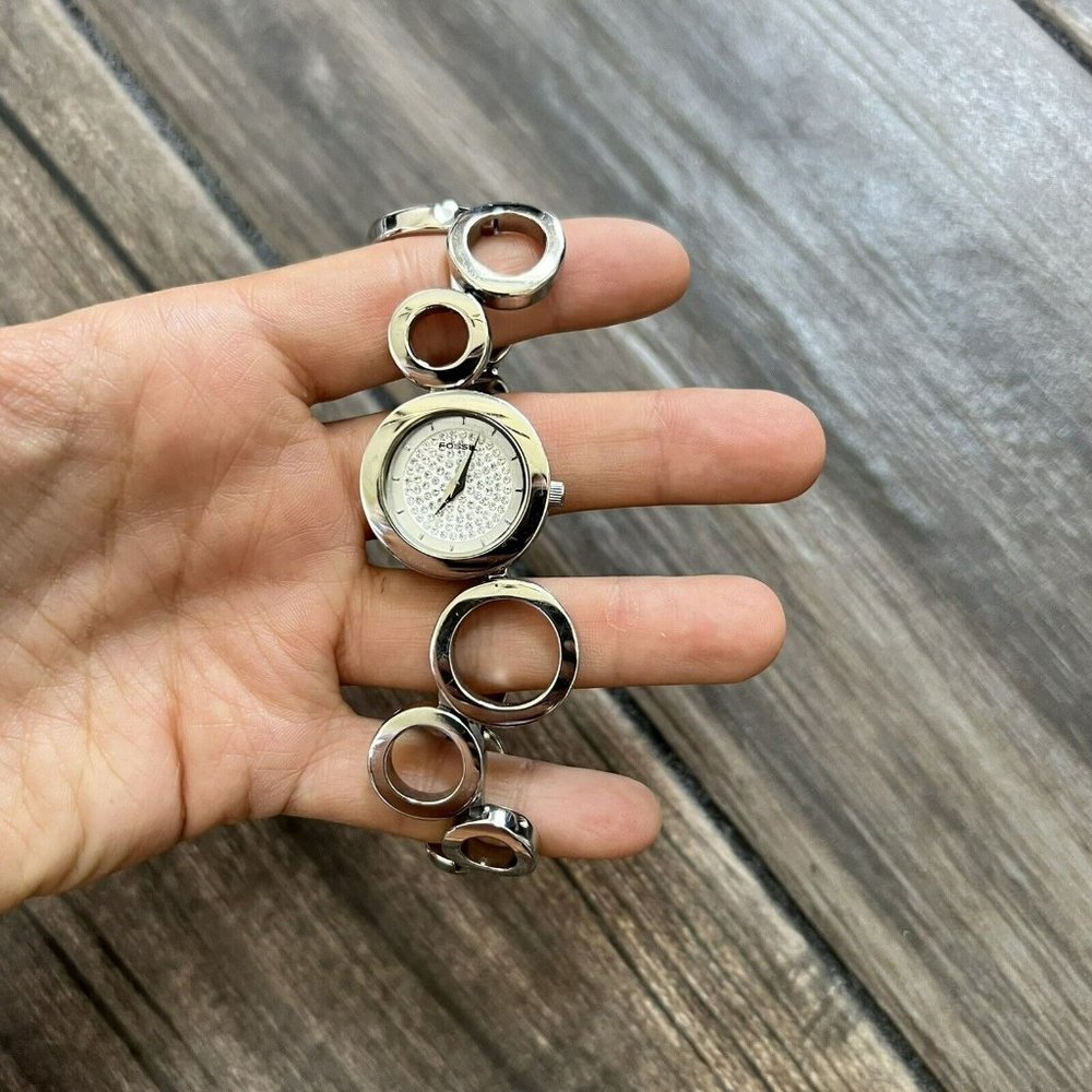 fossil womens watch silver circular